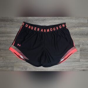 Under Armour Women's Black Shorts with Pink Accents-Size Large
